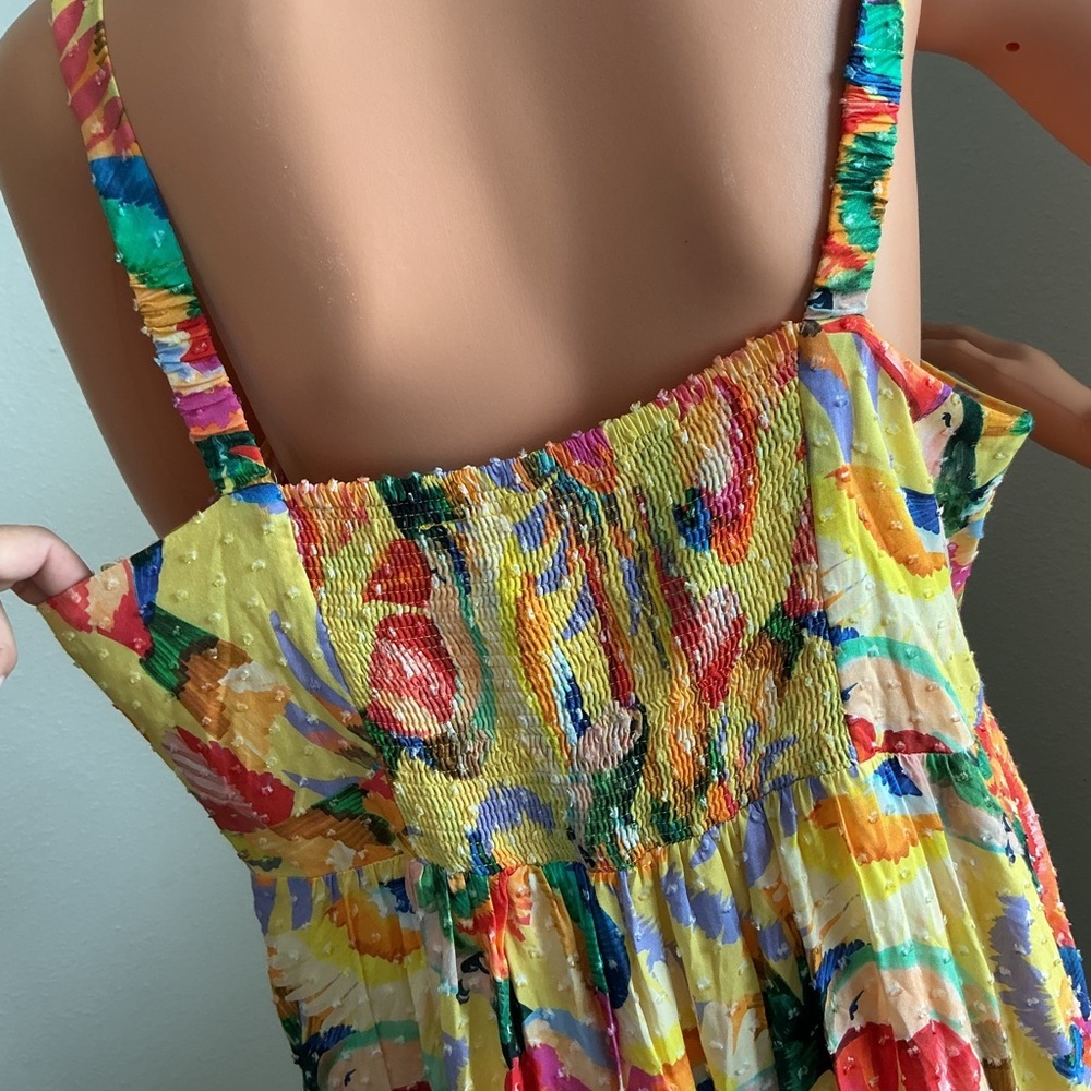 FARM Rio Yellow Floral Maxi Dress with Multicolor Print Size XL - Picture 5 of 14